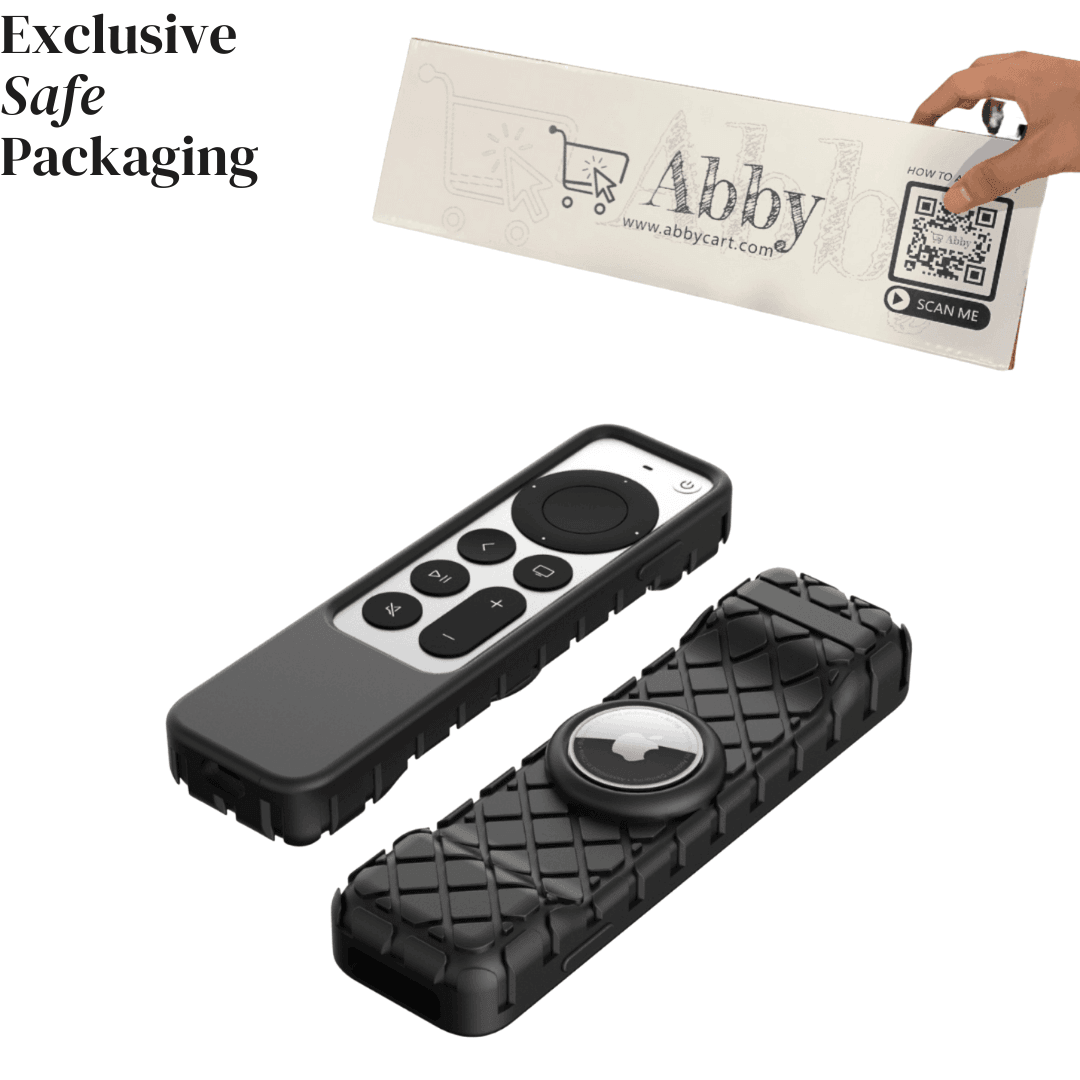 Abby's™ Anti-Lost Case for AirTag, Siri Apple TV 4K HD Remote Control (2nd Gen - 2021) - Black - Abbycart