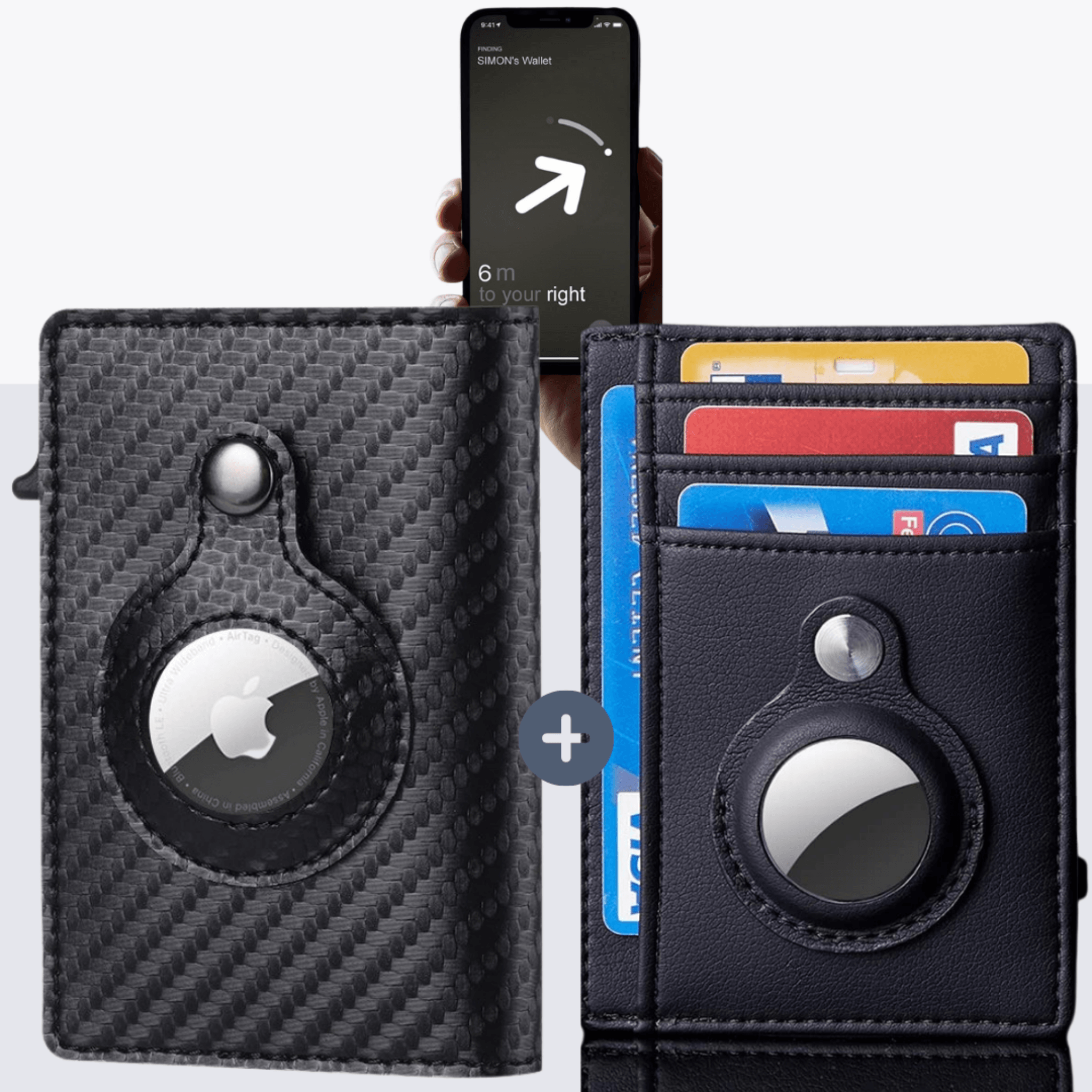 Abby's™ Anti-Lost Slim Leather AirTag Trackable Wallet with Apple AirTag Holder Case - RFID Blocking and Protection - Abbycart
