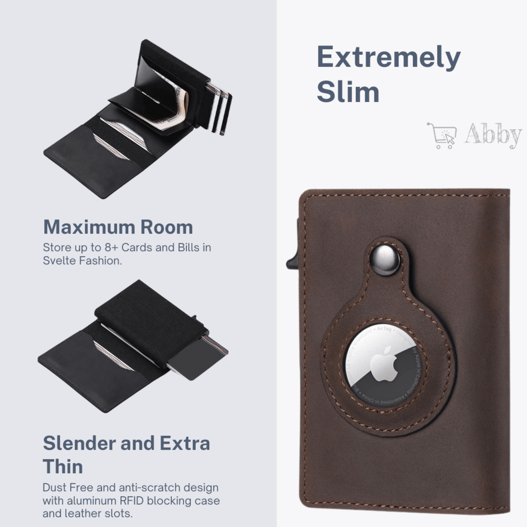 Abby's™ Anti-Lost Slim Wallet with Apple AirTag Case - RFID Protection - Abbycart