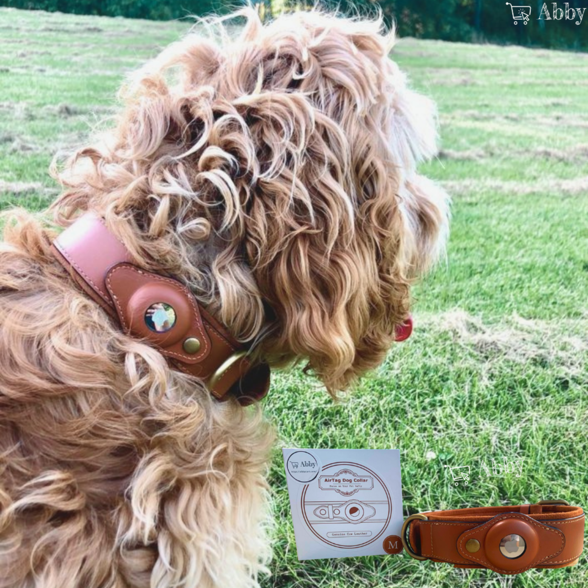 Abby’s Apple AirTag Dog Collar for your Pet, Leather - GPS Tracking - Abbycart