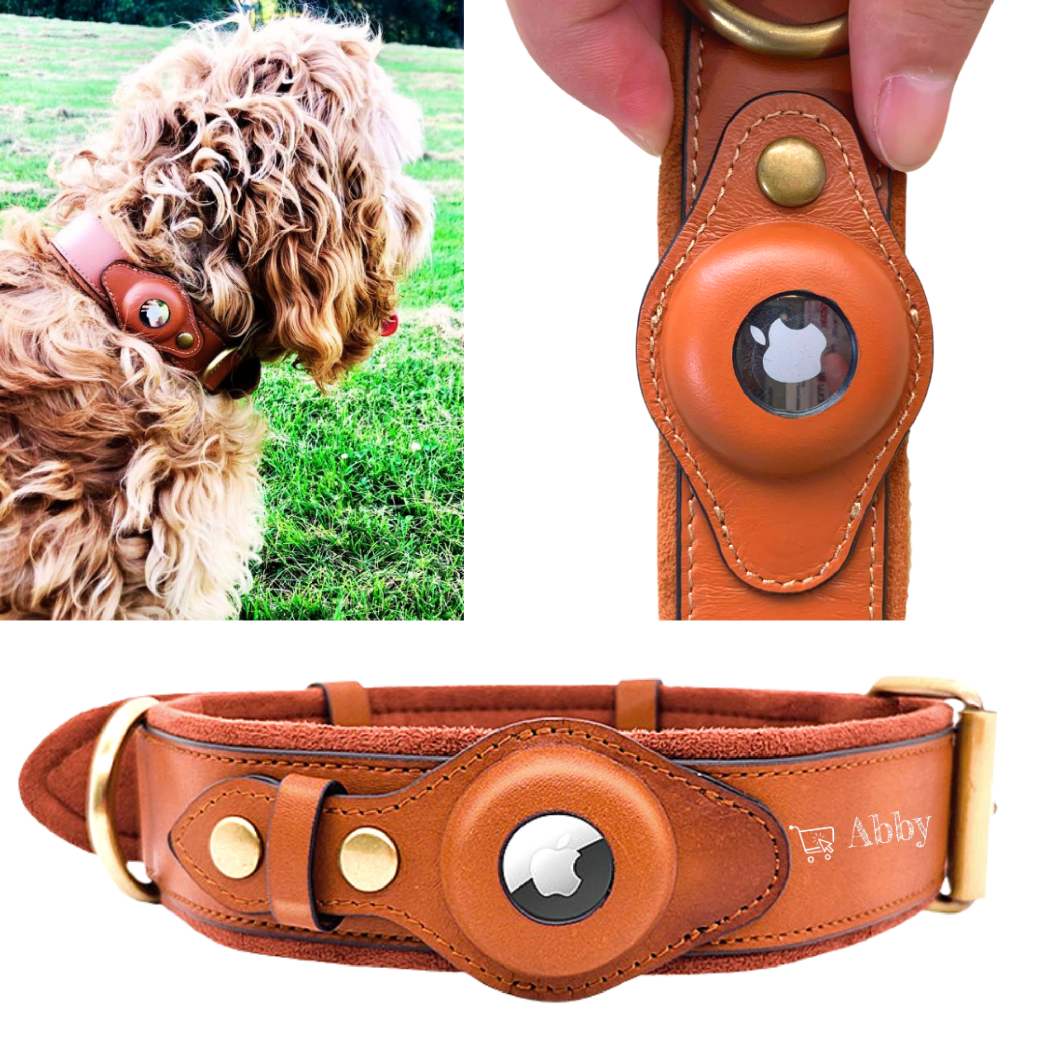 Abby’s Apple AirTag Dog Collar for your Pet, Leather - GPS Tracking - Abbycart