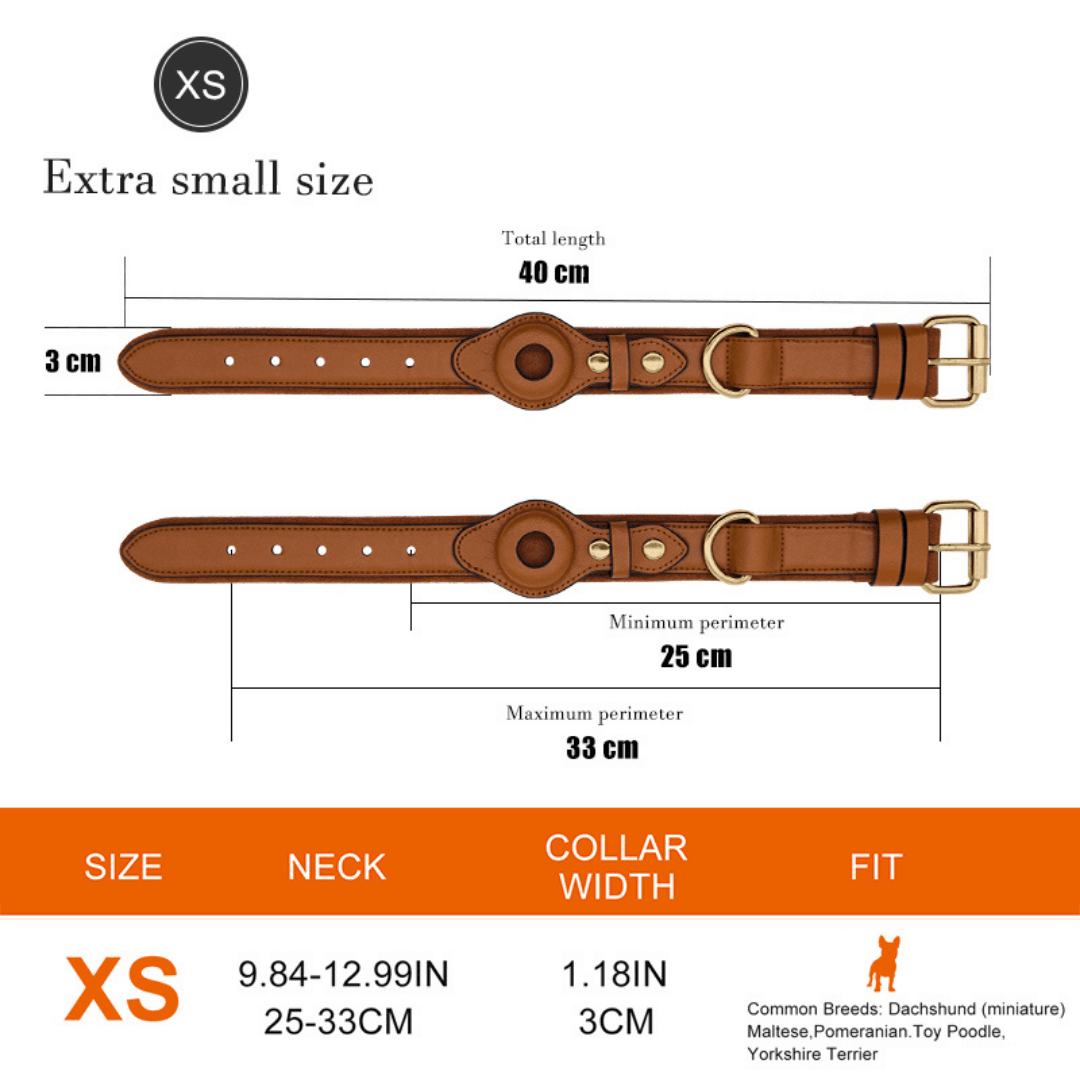 Abby’s Apple AirTag Dog Collar for your Pet, Leather - GPS Tracking - Abbycart
