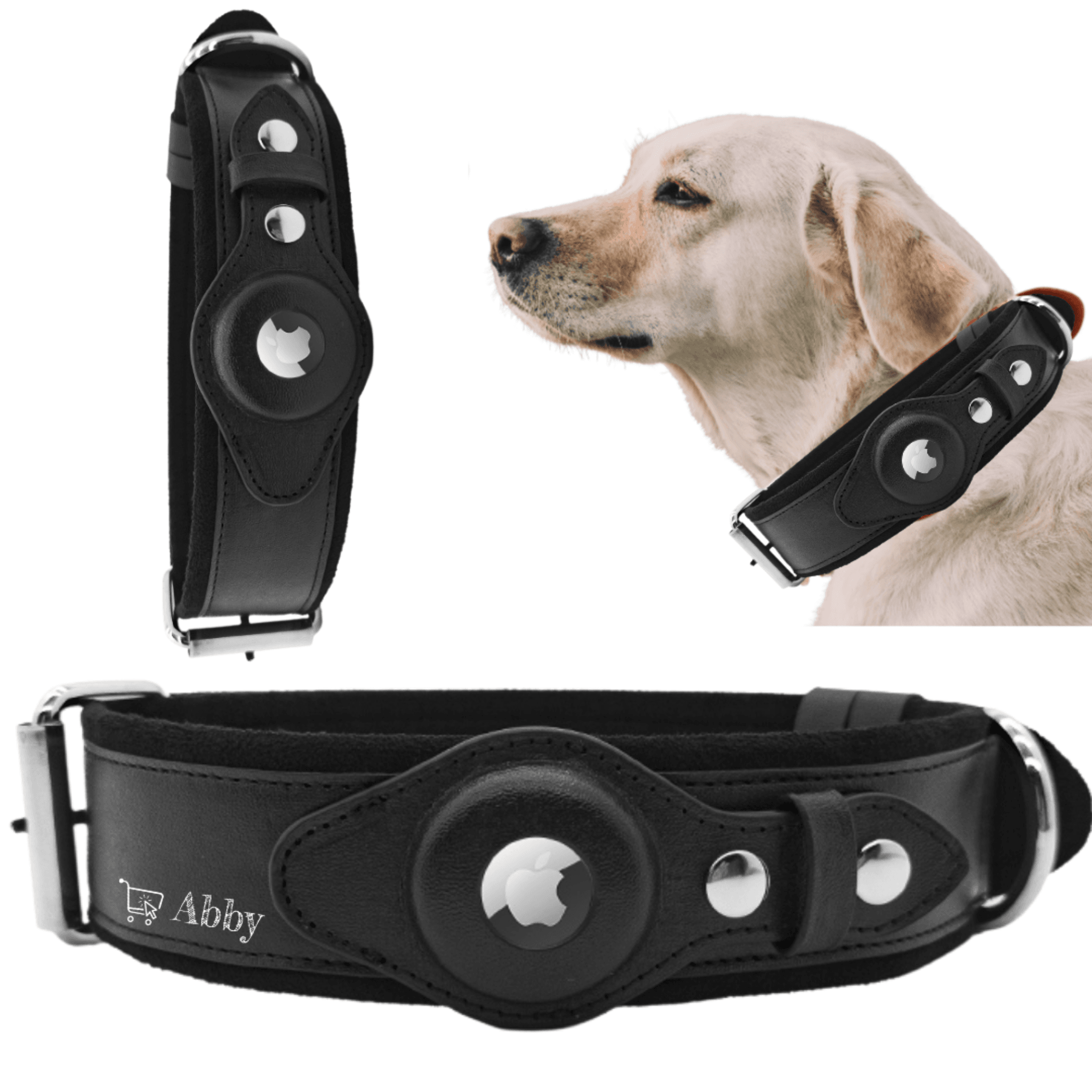 Abby’s Apple AirTag Dog Collar for your Pet, Leather - GPS Tracking - Abbycart