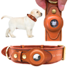Leather AirTag Dog Collar Adjustable GPS Pet Tracking Strap
