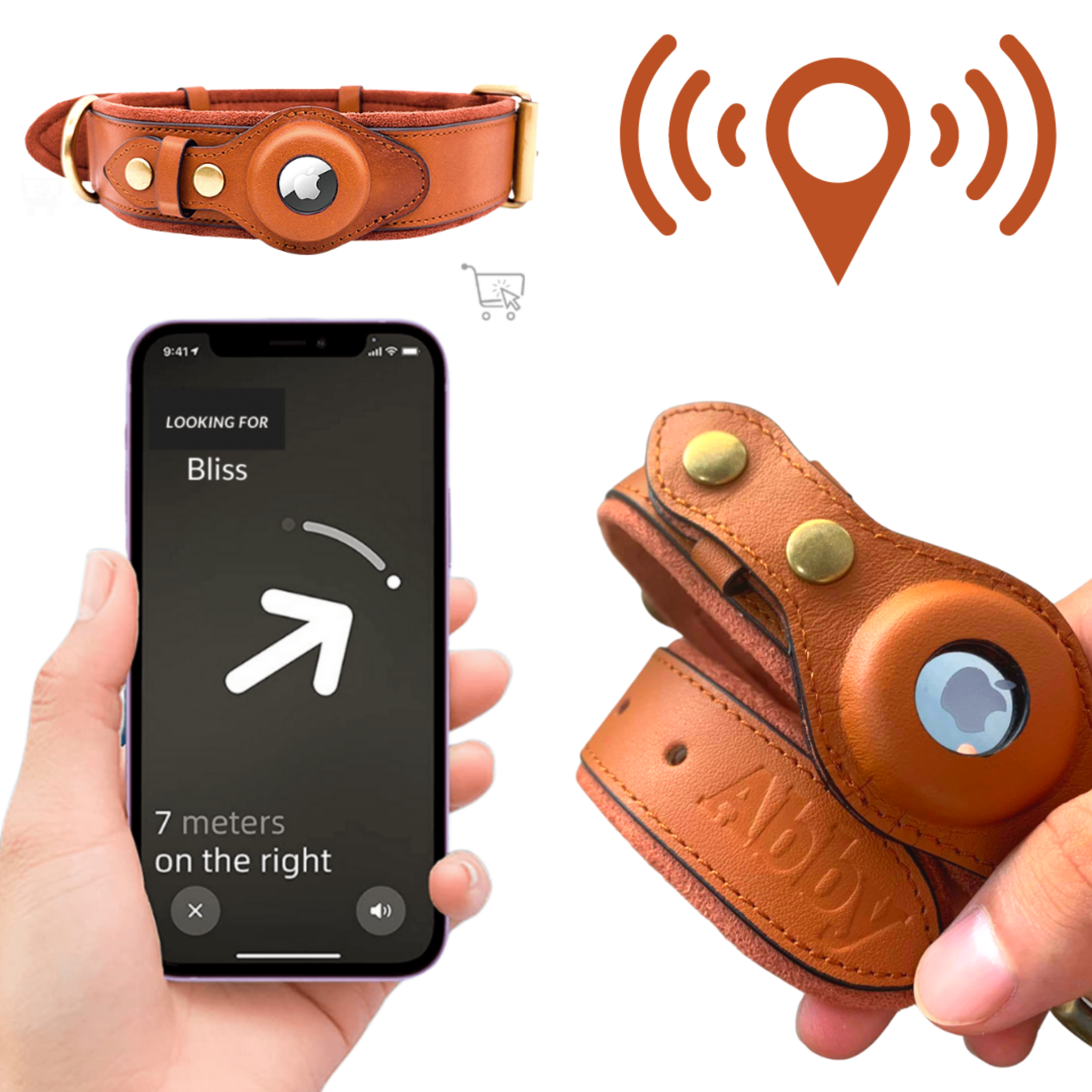 Abby’s Apple AirTag Dog Collar for your Pet, Leather - GPS Tracking - Abbycart