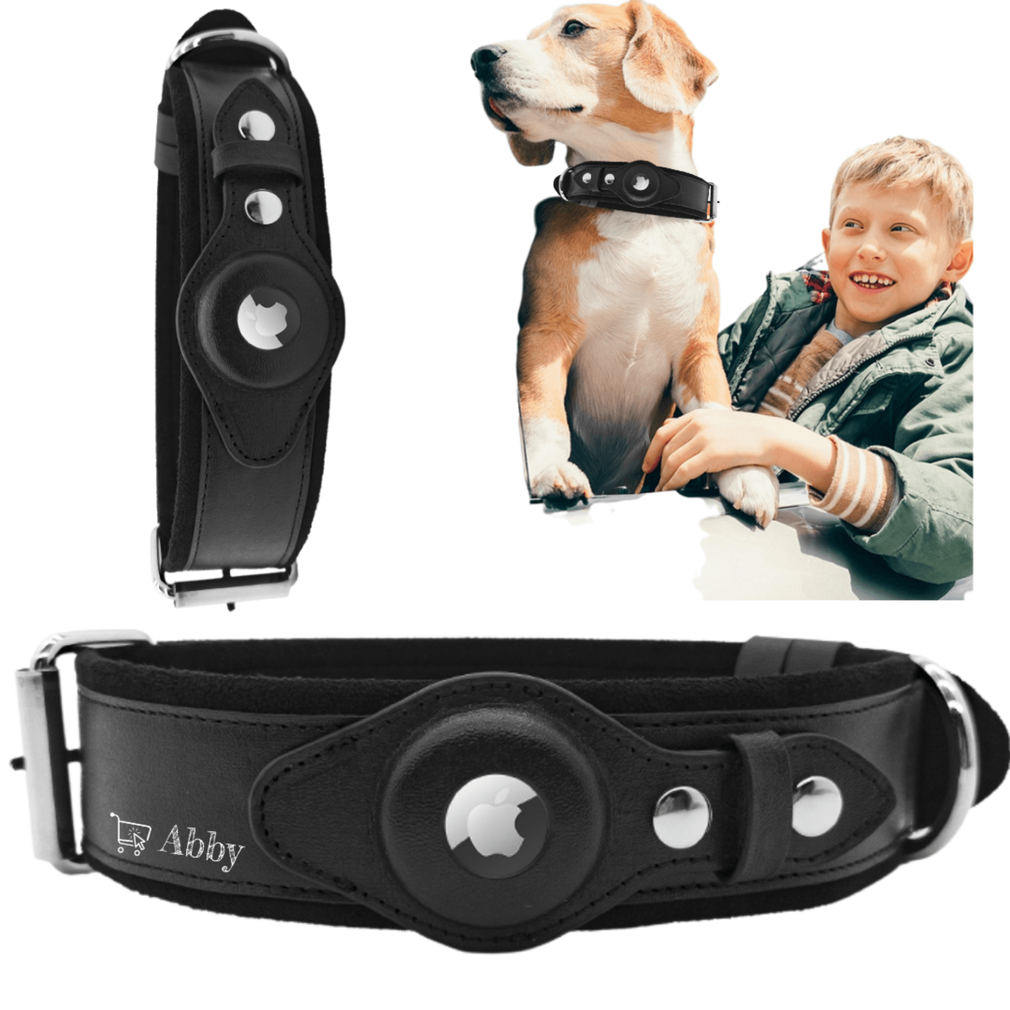 Abby’s Apple AirTag Dog Collar for your Pet, Leather - GPS Tracking - Abbycart
