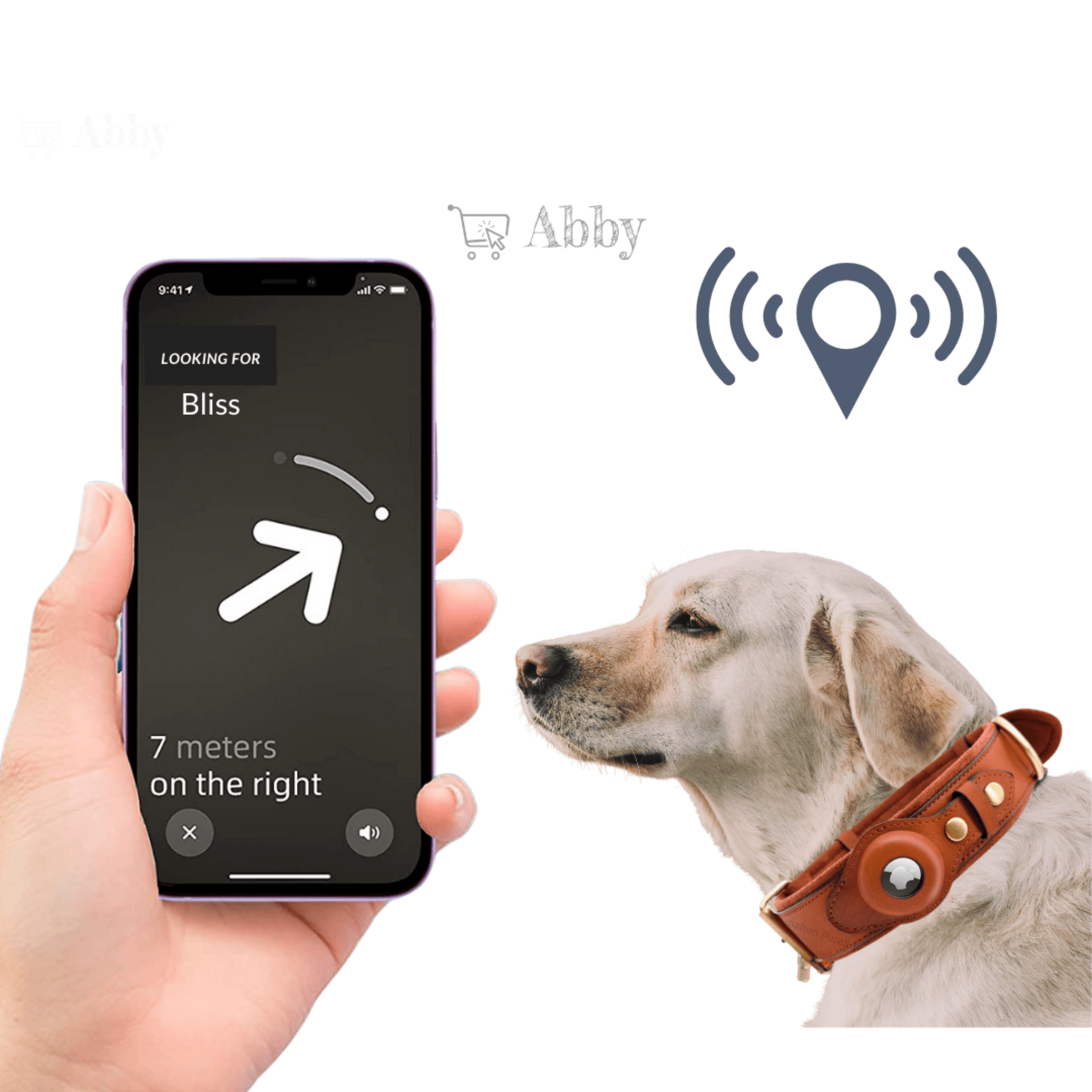 Abby’s Apple AirTag Leather Dog Collar for your Pet - GPS Tracking - Abbycart