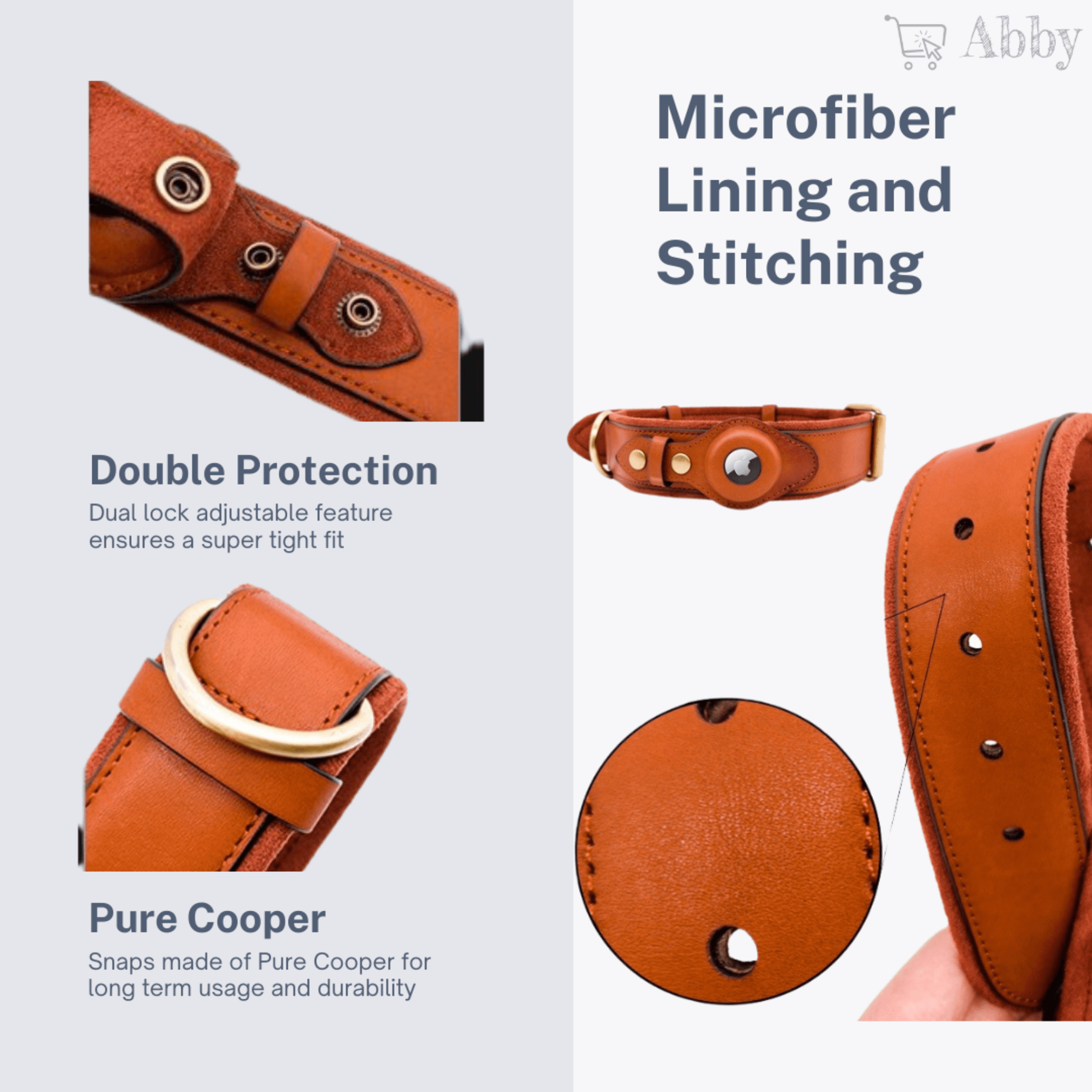 Abby’s Apple AirTag Leather Dog Collar for your Pet - GPS Tracking - Abbycart