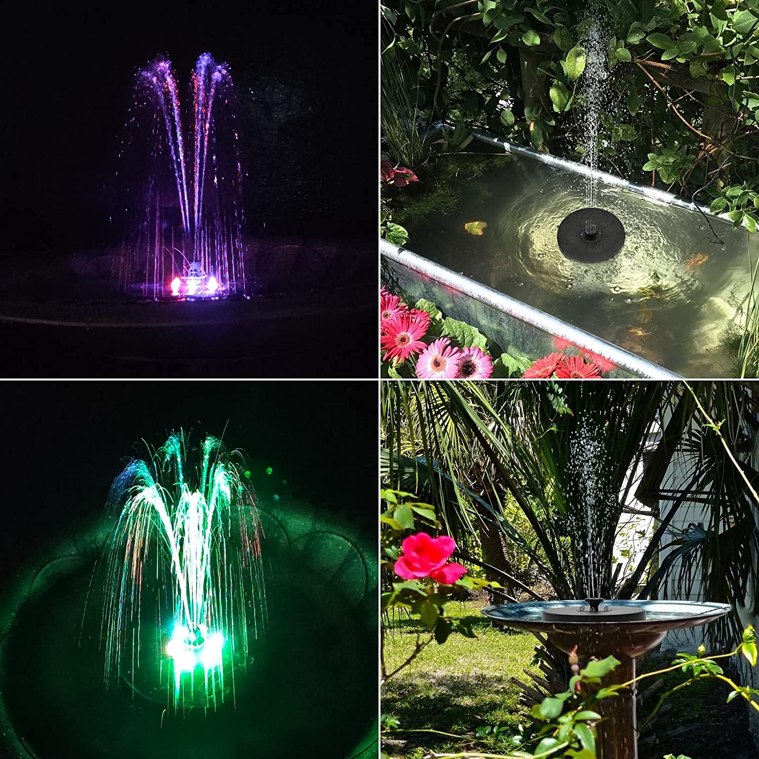 Abby's™ Solar Powered Bird Bath Water Fountain Pump - With LED Lights - Abbycart