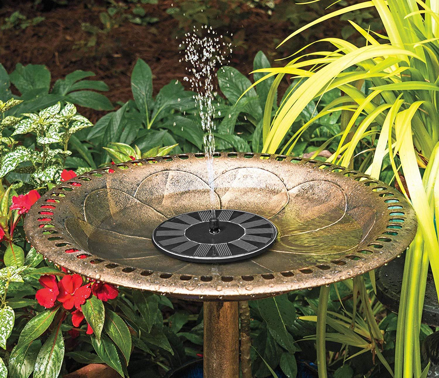 Abby's™ Solar Powered Bird Bath Water Fountain Pump - With LED Lights - Abbycart