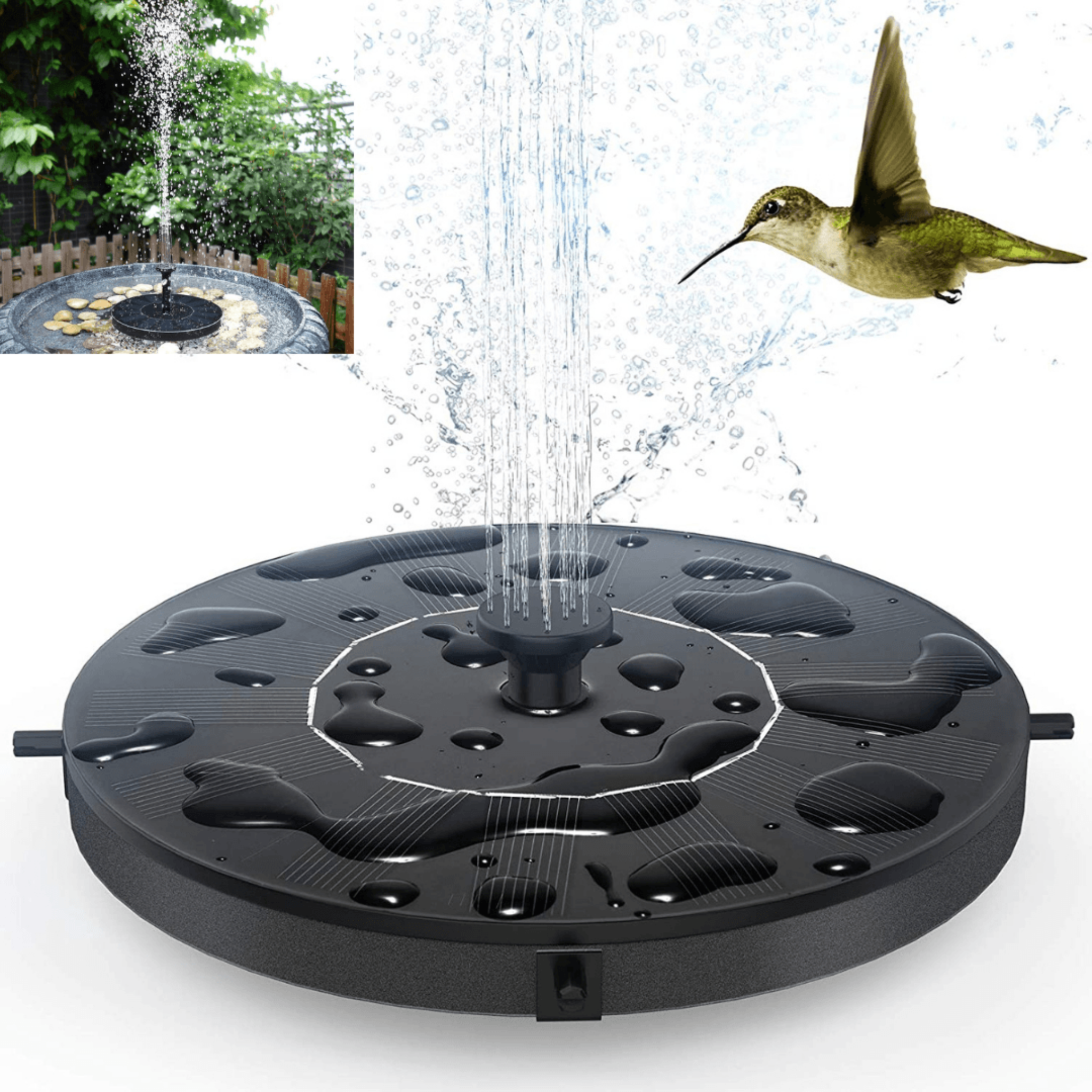 Abby's™ Solar Powered Bird Bath Water Fountain Pump - With LED Lights - Abbycart