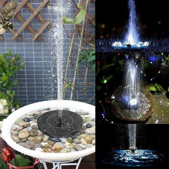 Abby's™ Solar Powered Bird Bath Water Fountain Pump - With LED Lights - Abbycart