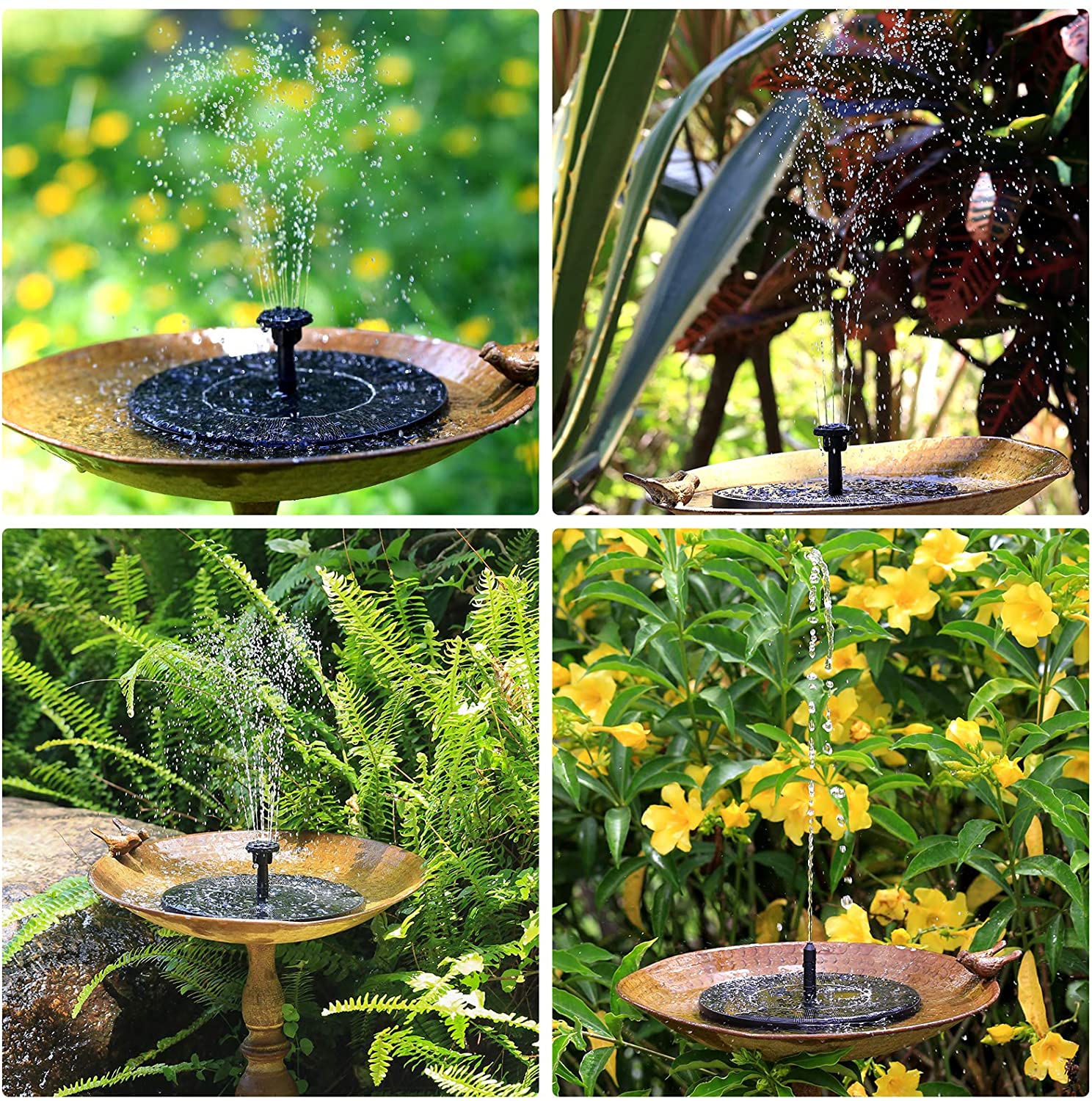 Abby's™ Solar Powered Bird Bath Water Fountain Pump - With LED Lights - Abbycart