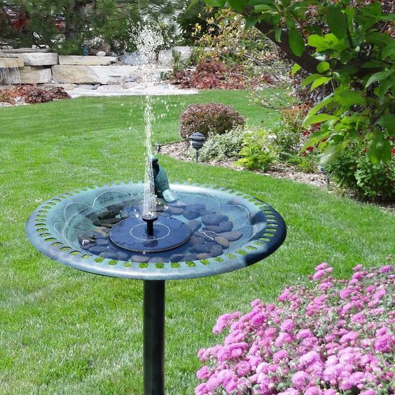 Abby's™ Solar Powered Bird Bath Water Fountain Pump - With LED Lights - Abbycart